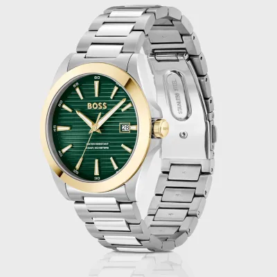 Hugo Boss Stainless Steel Olive Green Dial Men's Watch